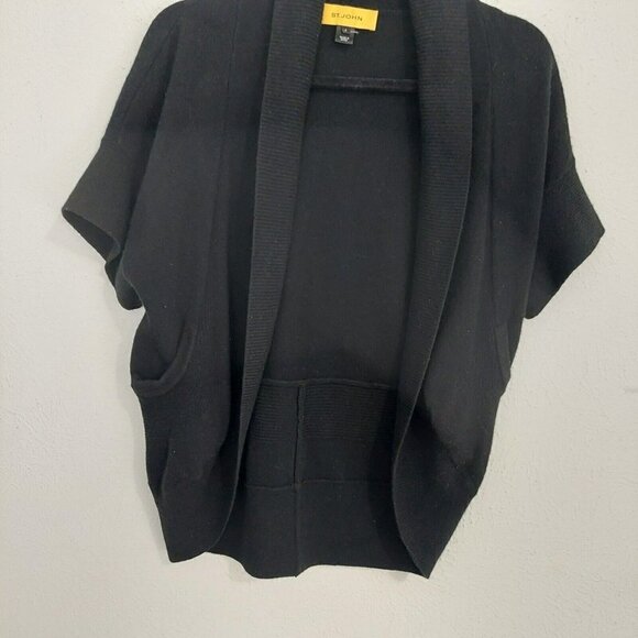 ST. JOHN Women's Black Open Front Cocoon Shrug Cardigan Kint Sweater Size P (S) - Picture 3 of 7